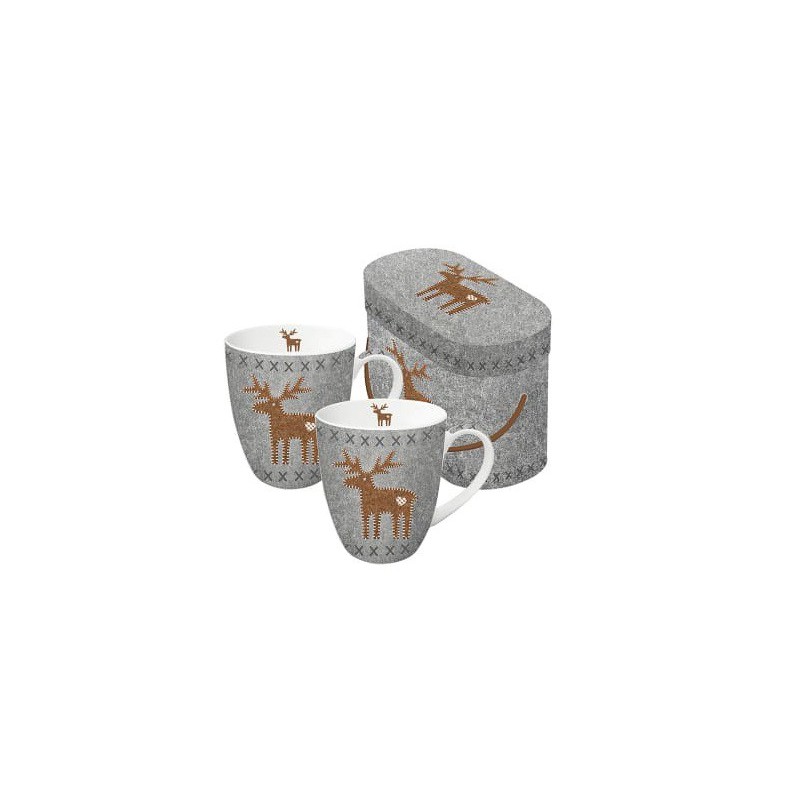 Akcesoria/ceramika Duże kubki (2 szt.) "Felt Reindeer" w kolorze szaro-brązowym - 350 ml 87,50 zł